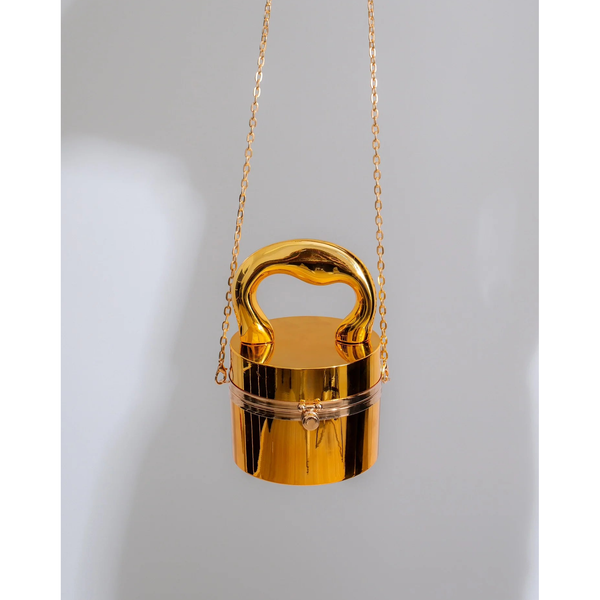 Mirrored Desires Cylindrical Handbag GOLD