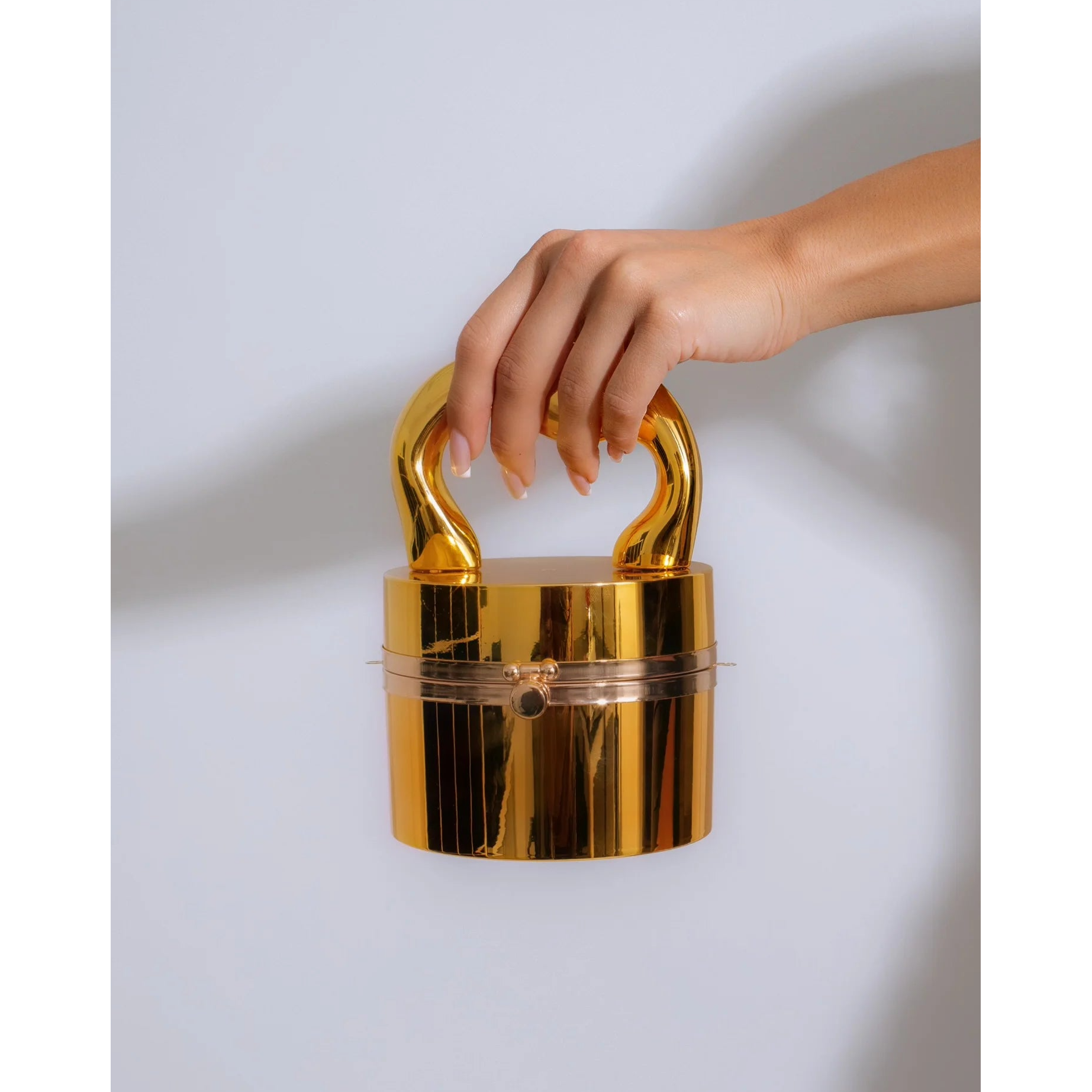 Mirrored Desires Cylindrical Handbag GOLD