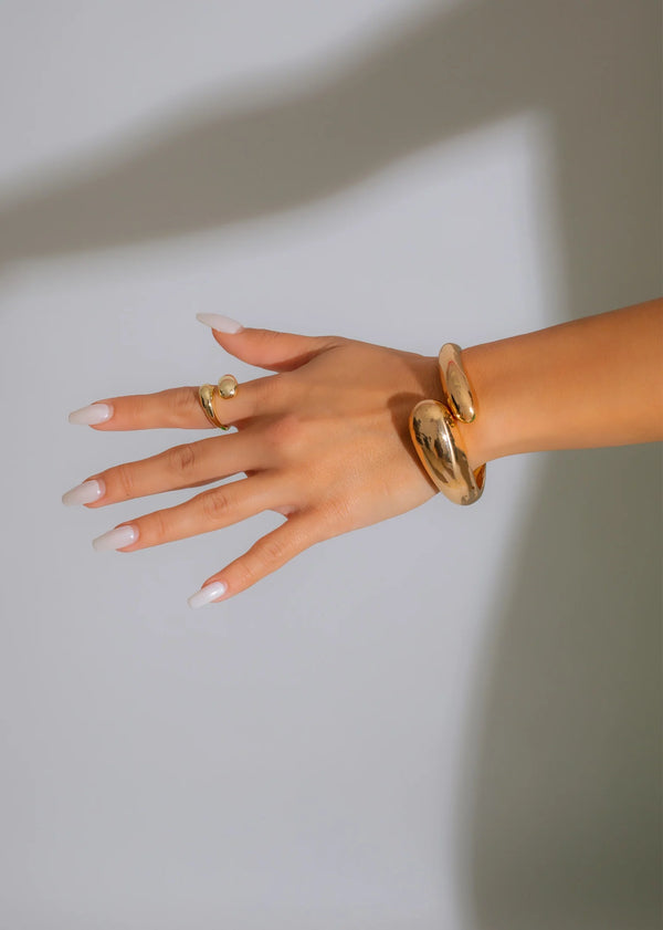 Gold Open Clasp Geometric Bracelet 